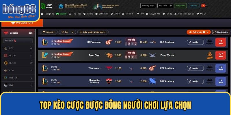 Bùng nổ cá cược E-sports Bong88